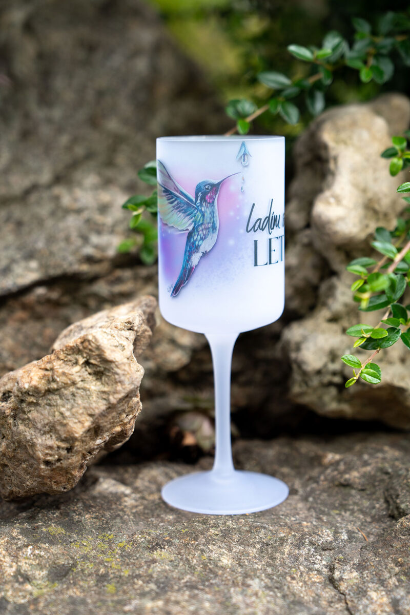 Sklenička na nožce- 275ml - kolibřík