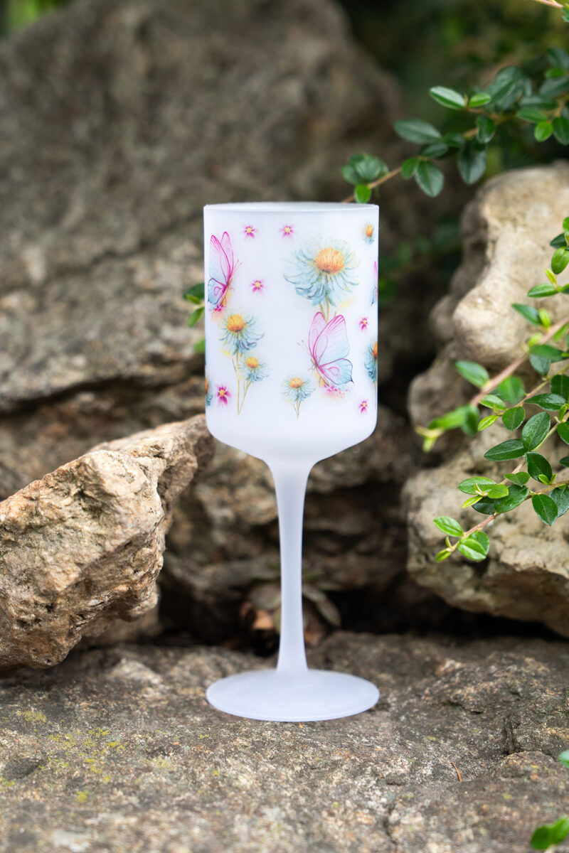 Sklenička na nožce- 275ml - motýlí ráj