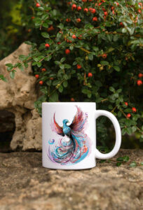 Sametový keramický hrnek 330ml - fénix