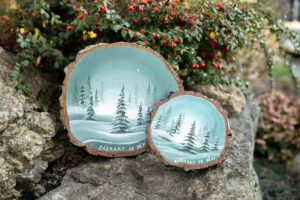Dřevěný malovaný obrázek- zimní kouzlo lesa 13-15cm - Obrázek 5