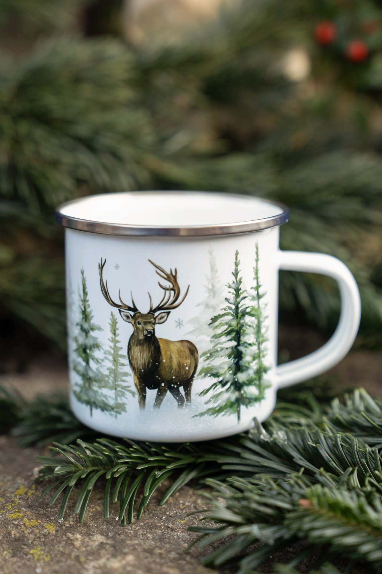 Hrnek/plecháček/lahev - Zimní kouzlo lesa - Jelen a koloušek - Obrázek 3