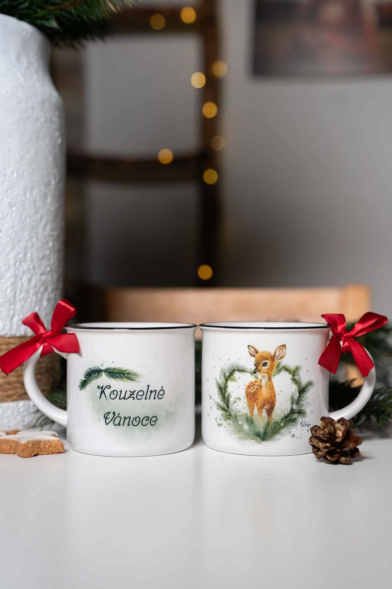 Hrnek/plecháček/lahev - Koloušek v srdíčku- kouzelné Vánoce