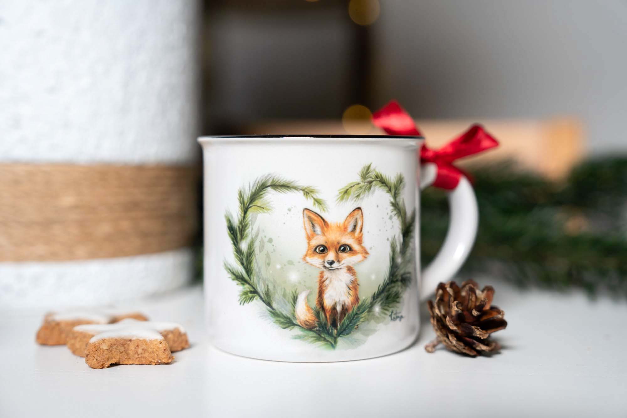 Hrnek/plecháček/lahev - Lištička v srdíčku- kouzelné Vánoce - Obrázek 8