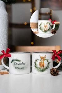 Dárkový set - dva keramické hrnečky- koloušek a lištička - Kouzelné Vánoce