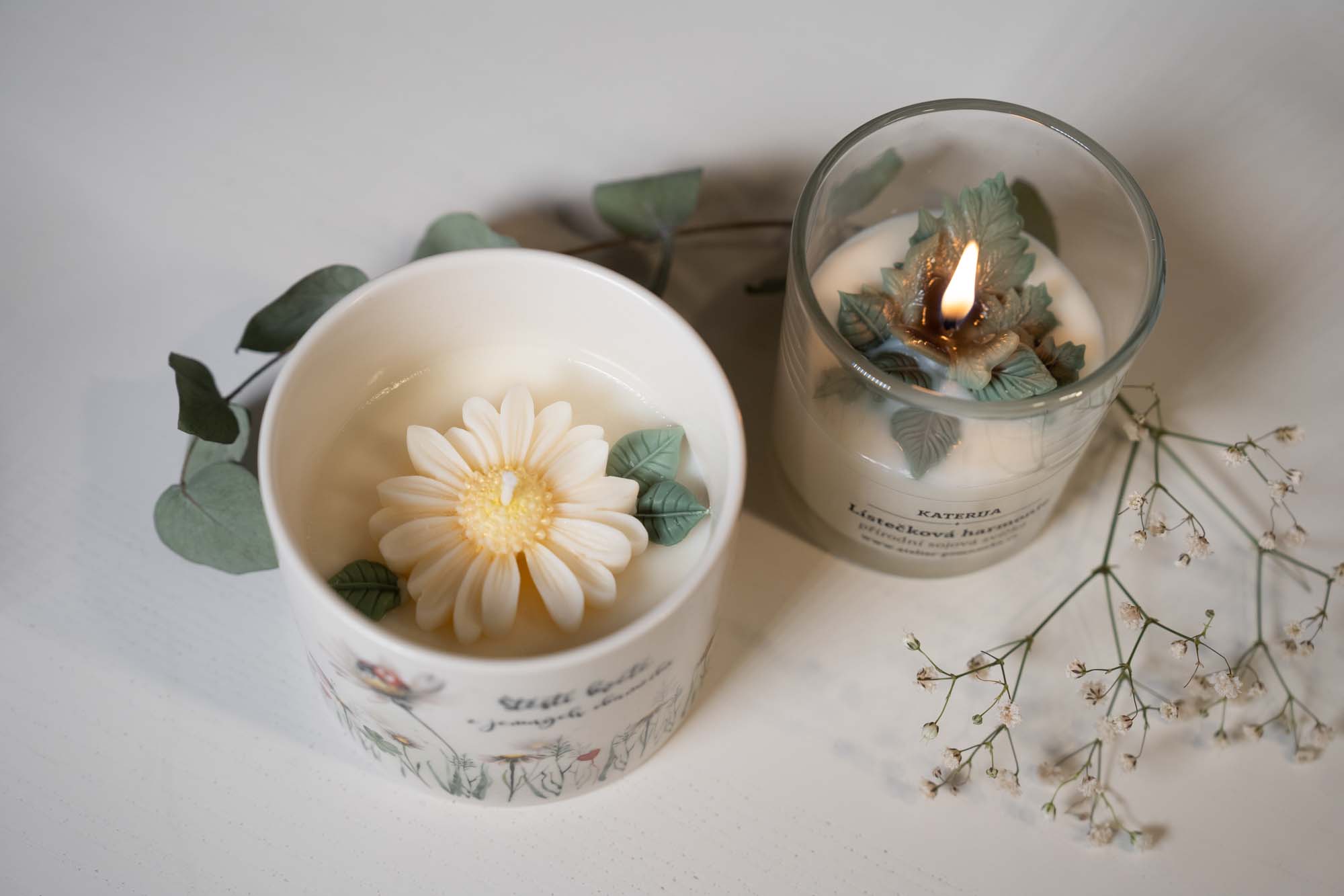 Přírodní sojová svíčka- Štěstí kvete z jemných okamžiků - Obrázek 3