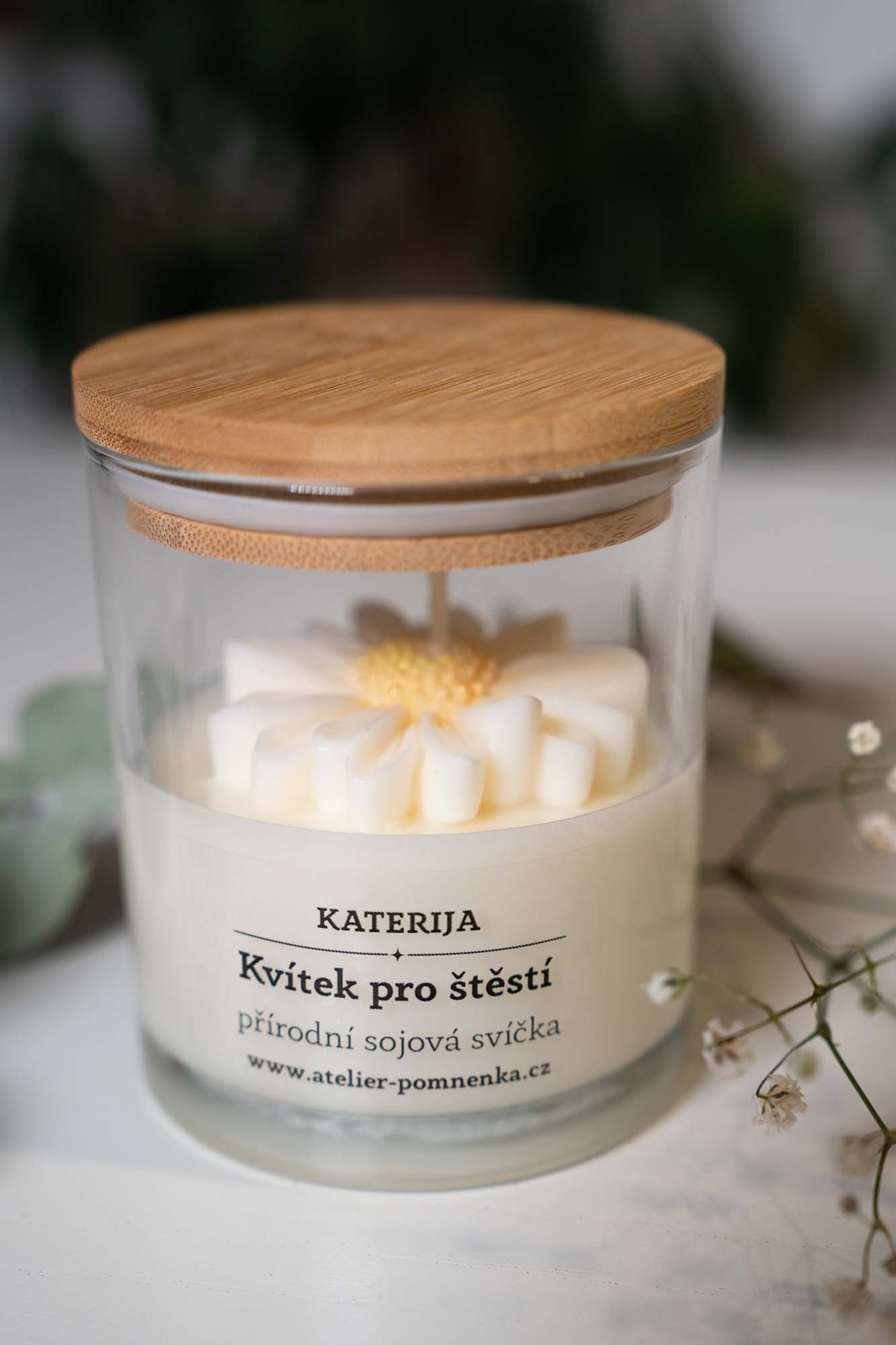Přírodní sojová svíčka- Kvítek pro štěstí
