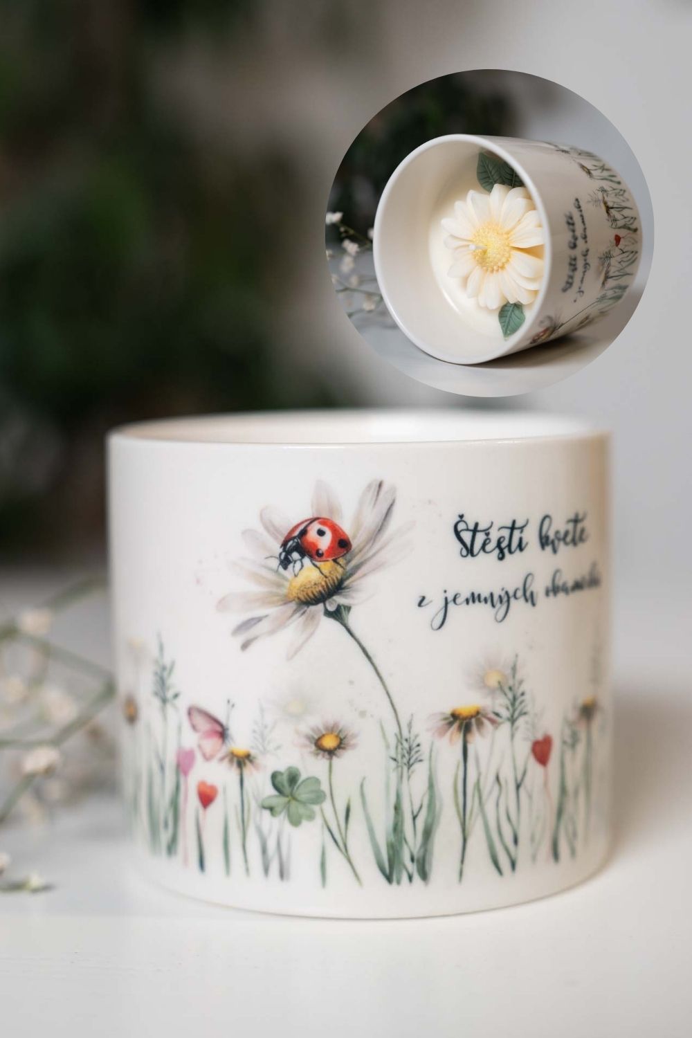 Přírodní sojová svíčka- Štěstí kvete z jemných okamžiků