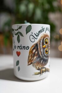 Kafák/čaják 450ml - Sovička s kytičkou - úsměv prosím - Obrázek 4
