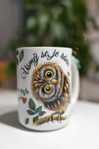 Kafák/čaják 450ml - Sovička - usměj se, je ráno