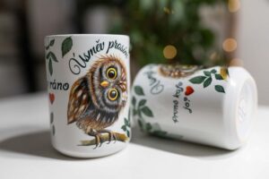 Kafák/čaják 450ml - Sovička s kytičkou - úsměv prosím - Obrázek 3