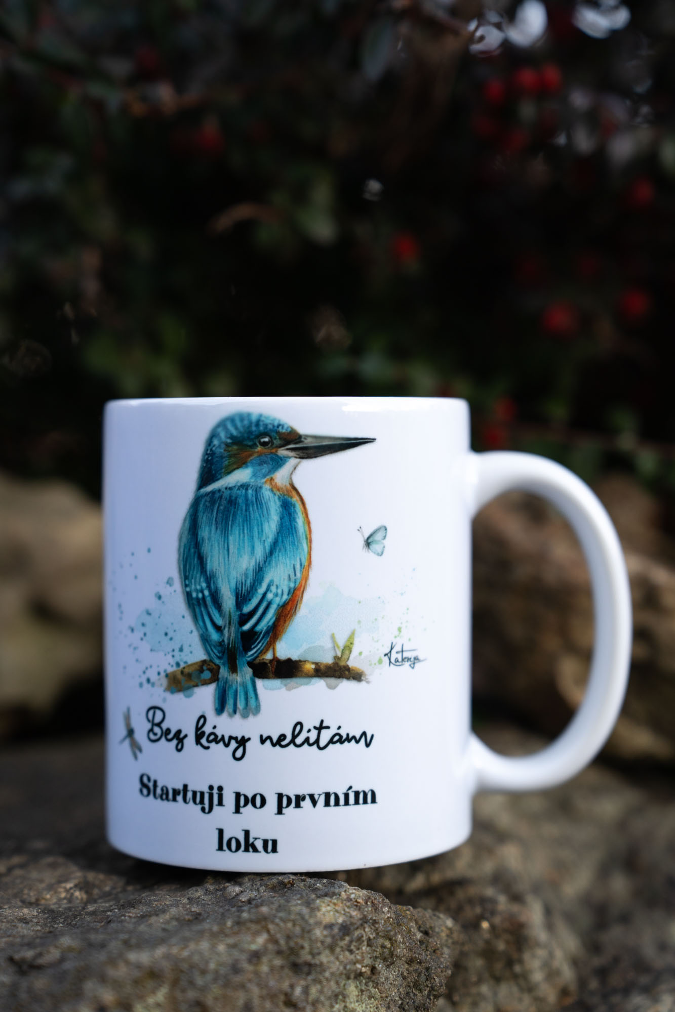 Keramický hrnek 330ml -Ledňáček- Bez kávy nelítám