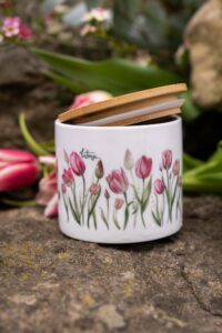 Keramická dóza s bambusovým uzávěrem 480ml- Tajemství tulipánů - Obrázek 2