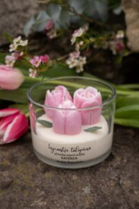 Přírodní sójová svíčka - Světle růžové tulipány - Obrázek 2