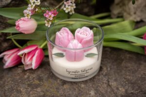 Přírodní sójová svíčka - Světle růžové tulipány - Obrázek 6
