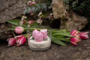 Přírodní sójová svíčka - Světle růžové tulipány - Obrázek 8
