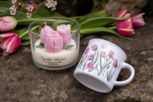 Přírodní sójová svíčka - Světle růžové tulipány - Obrázek 10