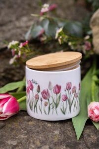 Keramická dóza s bambusovým uzávěrem 480ml- Tajemství tulipánů - Obrázek 5