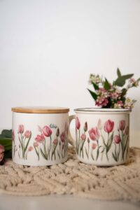 Keramická dóza s bambusovým uzávěrem 480ml- Tajemství tulipánů - Obrázek 6