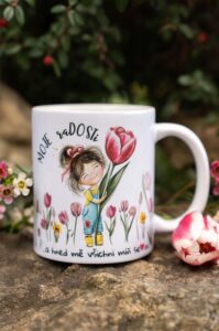 Keramický hrnek 330ml - Slečna tulipánová a raDOSTi