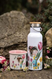 Keramický retro hrnek růžový - Slečna Tulipánová - MOJE raDOSTi