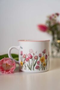 Keramický retro hrnek s růžovým lemem- Slečna Tulipánová - Obrázek 4