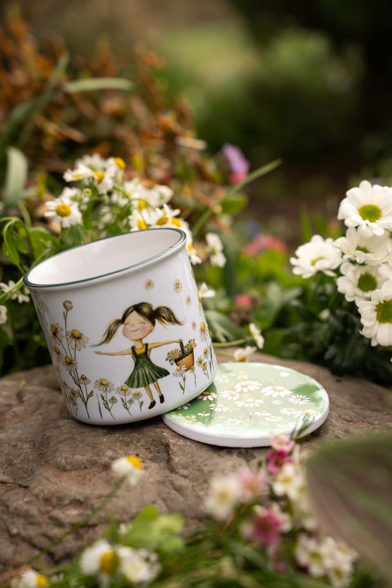 Keramický retro hrnek 300ml- Slunce v heřmánku - Heřmanka - Obrázek 3