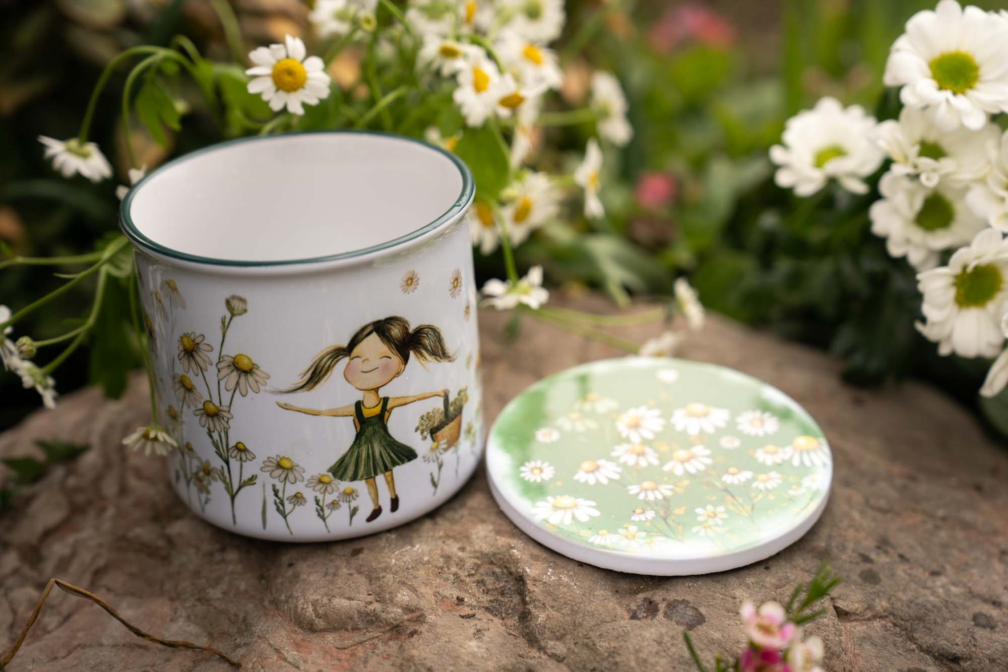 Keramický retro hrnek 300ml- Slunce v heřmánku - Heřmanka - Obrázek 4