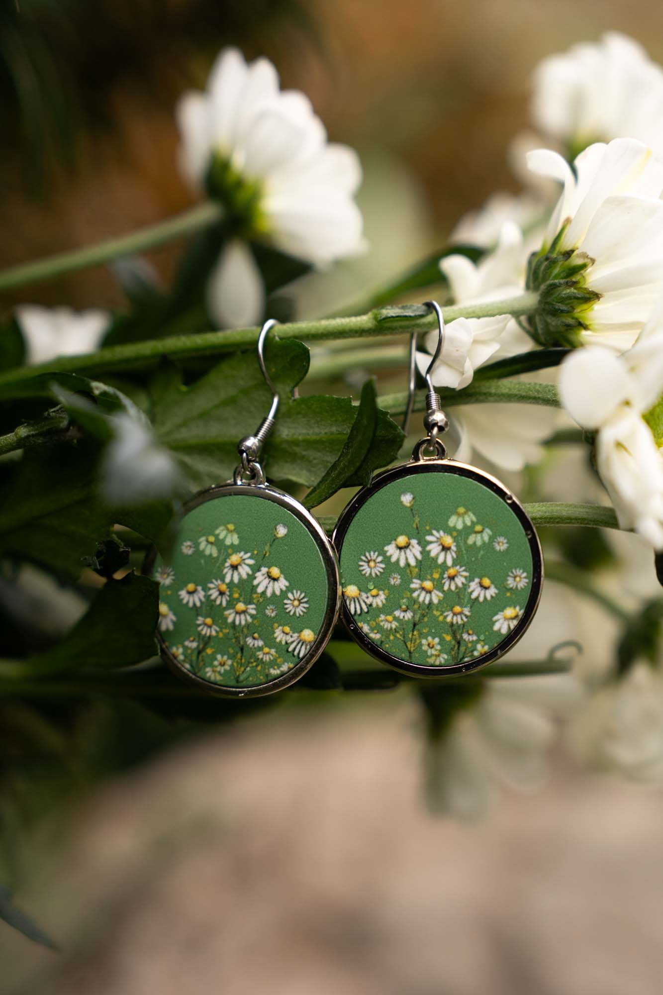 Náušnice Heřmánky- zelené z kolekce slunce v Heřmánku