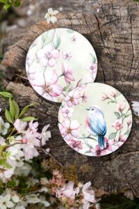 Set dvou kulatých podtácků pod hrnek – Třešňový sad
