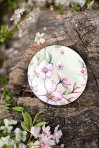 Kulatý podtácek pod hrnek – Třešňový sad- květy