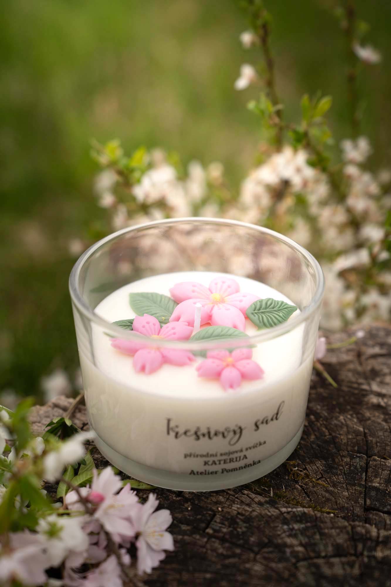 Přírodní sójová svíčka velká – Třešňový sad