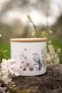 Keramická dóza s bambusovým uzávěrem 480ml - Třešňový sad