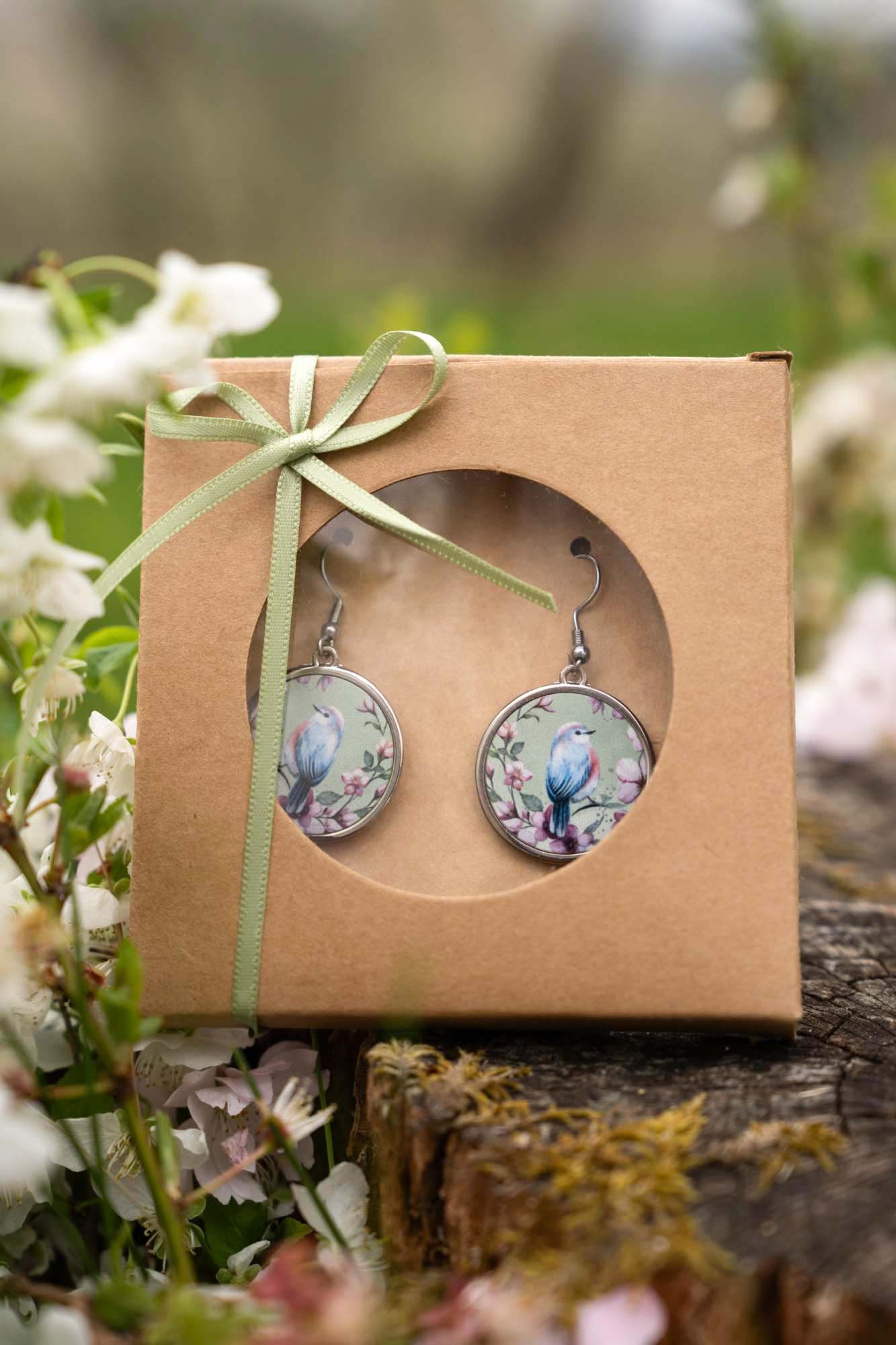Náušnice Modrý ptáček z kolekce Třešňový sad - Obrázek 6