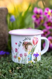 Plecháček s růžovým lemem 300ml - Slečna Tulipánová -Moje raDOSTi