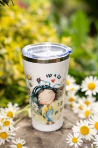 Cestovní termohrnek 450ml- Srděnka z kopretinové louky- No a co, žiju po svém - Obrázek 4
