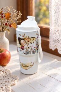 Cestovní termohrnek s uzavíratelným víčkem 600 ml - Srděnka v srdci podzimu- Letím, mám křídla a sny - Obrázek 2